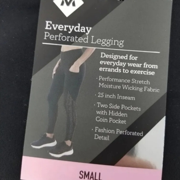 NWT Member's Mark Perforated Leggings Small Black - Picture 4 of 4